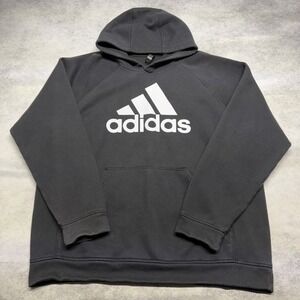Adidas Big‎ Logo Hoodie Sweatshirt Black XL Mens Pullover Raglan Streetwear